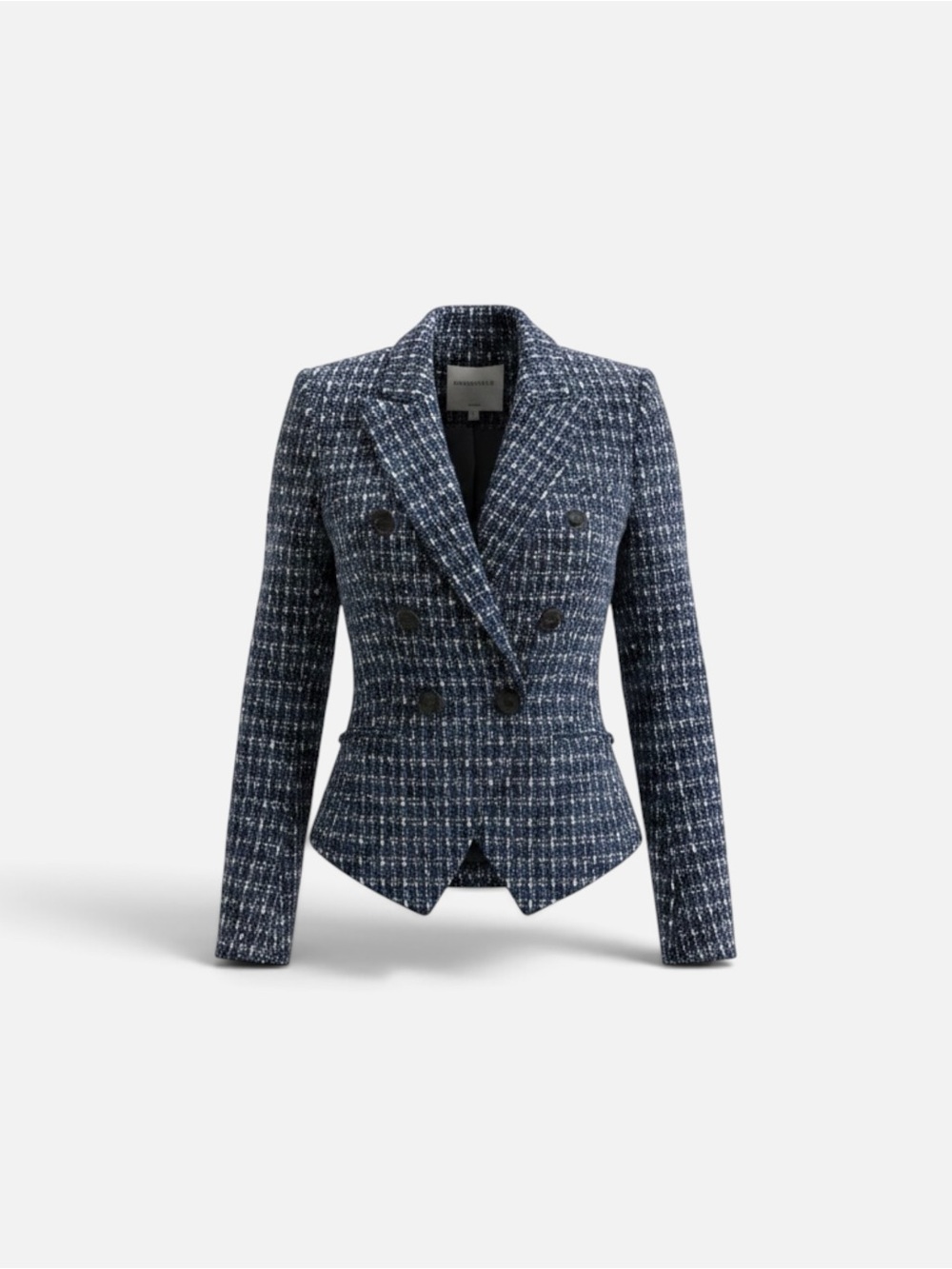 L'AGENCE Navy Tweed Open-Front Blazer - Picture 3 of 5